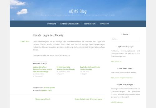 
                            12. Update: Login beschleunigt - eQMS Blog