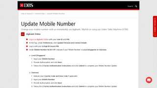 
                            7. Update Mobile Number | DBS Singapore - DBS Bank