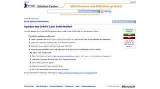 
                            3. Update my Credit Card Information - MSN Solution Center