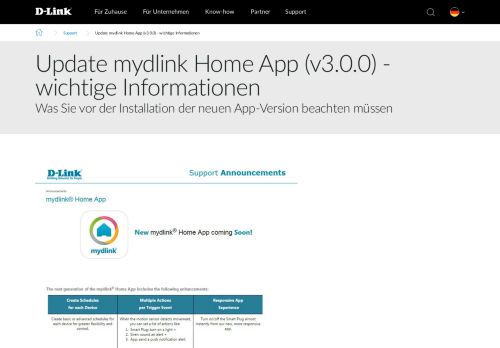 
                            1. Update mydlink Home App (v3.0.0) - wichtige Informationen | D-Link ...
