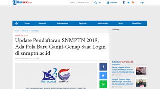 
                            9. Update Pendaftaran SNMPTN 2019, Ada Pola Baru Ganjil ...