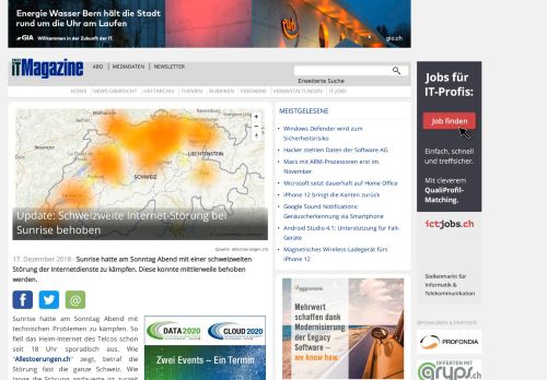 
                            13. Update: Schweizweite Internet-Störung bei Sunrise behoben - IT ...