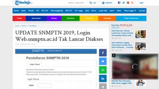 
                            4. UPDATE SNMPTN 2019, Login Web.snmptn.ac.id Tak ... - Tribun Jogja