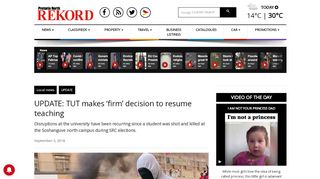 
                            9. UPDATE: TUT makes 'firm' decision to resume teaching | Rekord North