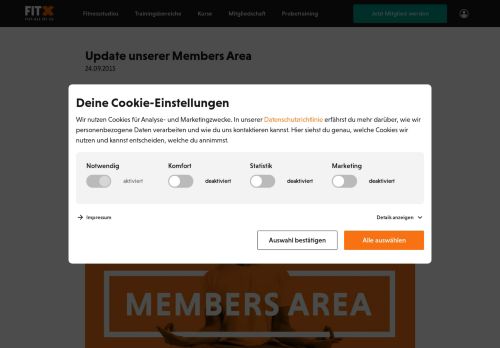 
                            2. Update unserer Members Area - FitX Fitnessstudio | FOR ALL OF US