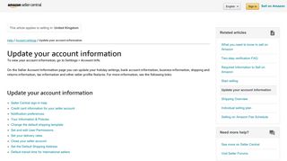 
                            3. Update your account information – Amazon Seller Central