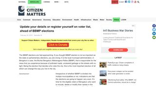 
                            8. Update your details or register yourself on voter list, ahead of BBMP ...