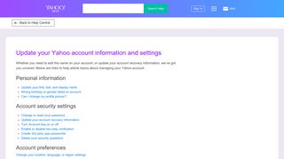 
                            1. Update your Yahoo account information and settings | Yahoo Help ...