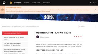 
                            4. Updated Client Known Issues – Riot Games Support
