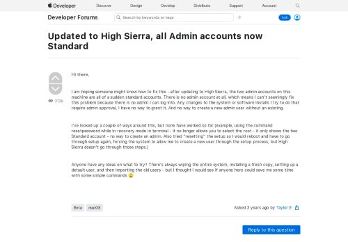 
                            6. Updated to High Sierra, all Admin accounts now ... |Apple ...