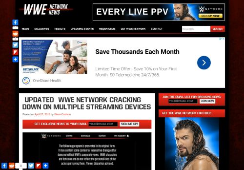 
                            11. [UPDATED] WWE Network Cracking Down On Multiple Streaming ...