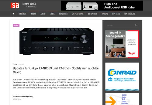 
                            5. Updates für Onkyo TX-NR509 und TX-8050 - Spotify ... - Sempre Audio