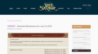 
                            5. UPDATEScheduled Maintenance for June 12, 2018 - Tree of Savior