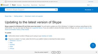 
                            9. Updating to the latest version of Skype | Skype Support