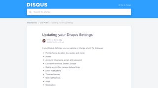 
                            2. Updating your Disqus Settings | Disqus