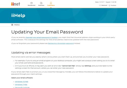 
                            6. Updating Your Email Password | iiHelp