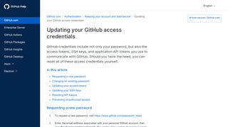 
                            4. Updating your GitHub access credentials - User Documentation