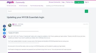 
                            5. Updating your MYOB Essentials login - MYOB Community