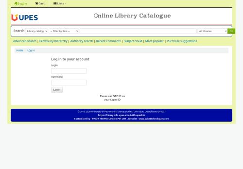 
                            5. UPES LIBRARY catalog › Log in to your account