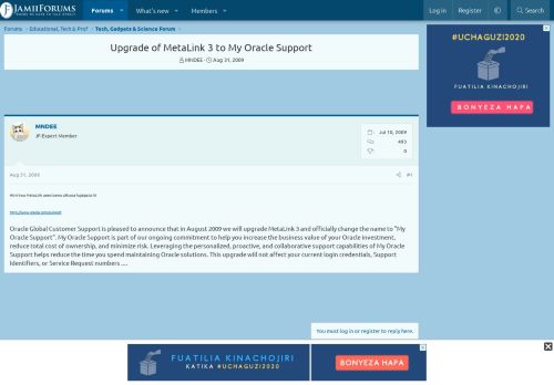 
                            8. Upgrade of MetaLink 3 to My Oracle Support - JamiiForums