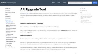 
                            2. Upgrade Tool - Graph API - Facebook for Developers