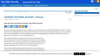 
                            11. UPGRADE YOUR EMAIL ACCOUNT – Phishing | My Online Security