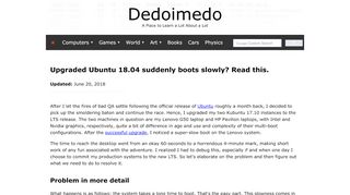 
                            10. Upgraded Ubuntu 18.04 suddenly boots slowly? Read this. - Dedoimedo