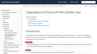 
                            6. Upgrading ownCloud with the Updater App :: ownCloud Documentation