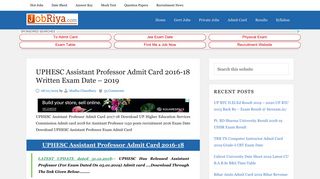 
                            4. UPHESC Assistant Professor Admit Card 2016-18 Written Exam Date ...