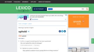 
                            10. uphold | Definition of uphold in English by Oxford Dictionaries