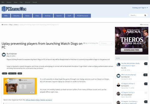 
                            9. Uplay preventing players from launching Watch Dogs on PC - News ...