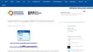 
                            11. Upload dokumen pegawai BBK di intranet kemenperin - Balai Besar ...