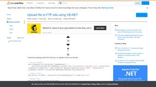 
                            7. Upload file to FTP site using VB.NET - Stack Overflow