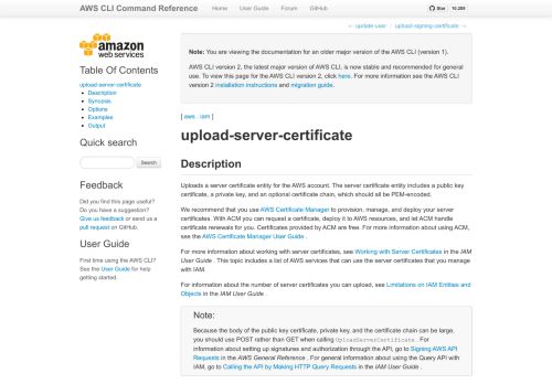 
                            7. upload-server-certificate — AWS CLI 1.16.111 Command Reference