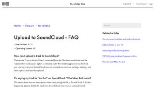 
                            7. Upload to SoundCloud - FAQ – Ableton