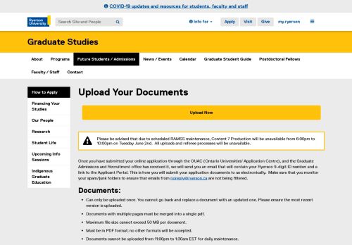 
                            10. Upload Your Documents - Graduate - Ryerson University