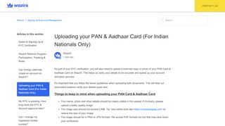 
                            10. Uploading your PAN & Aadhaar Card – WazirX