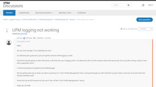 
                            3. UPM logging not working - Profile Management - General ...