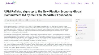 
                            6. UPM Raflatac signs up to the New Plastics ... - Globe Newswire