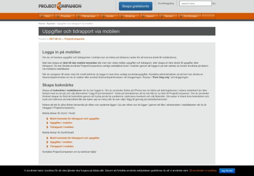 
                            3. Uppgifter och tidrapport via mobilen - ProjectCompanion