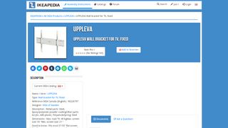 
                            7. UPPLEVA Wall bracket for TV, fixed (IKEA Canada (English ...