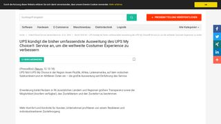 
                            12. UPS kündigt die bisher umfassendste Ausweitung des UPS My ...