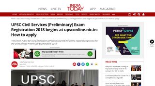 
                            9. UPSC Civil Services (Preliminary) Exam Registration 2018 begins at ...