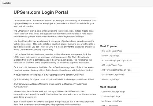 
                            5. UPSers.com Login Portal - Full Official UPSers Website - Heatster