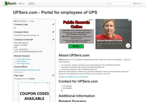 
                            11. UPSers.com - Portal for employees of UPS - AboutUs