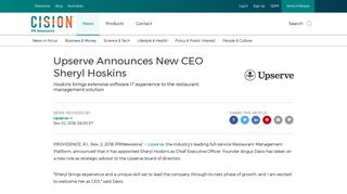 
                            12. Upserve Announces New CEO Sheryl Hoskins - PR Newswire