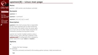 
                            5. upsmon(8): UPS monitor/shutdown controller - Linux man page