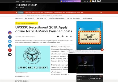 
                            6. UPSSSC Recruitment 2018: Apply online for 284 Mandi Parishad ...