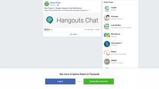 
                            10. Uptime Robot - New Feature – Google Hangouts Chat... | Facebook