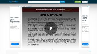 
                            12. UPU & IPS Web Established in 1874, the Universal Postal Union (UPU ...